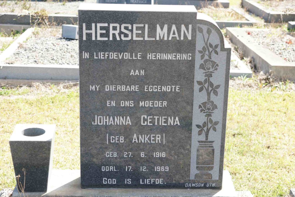HERSELMAN Johanna Getiena nee ANKER 1916-1969