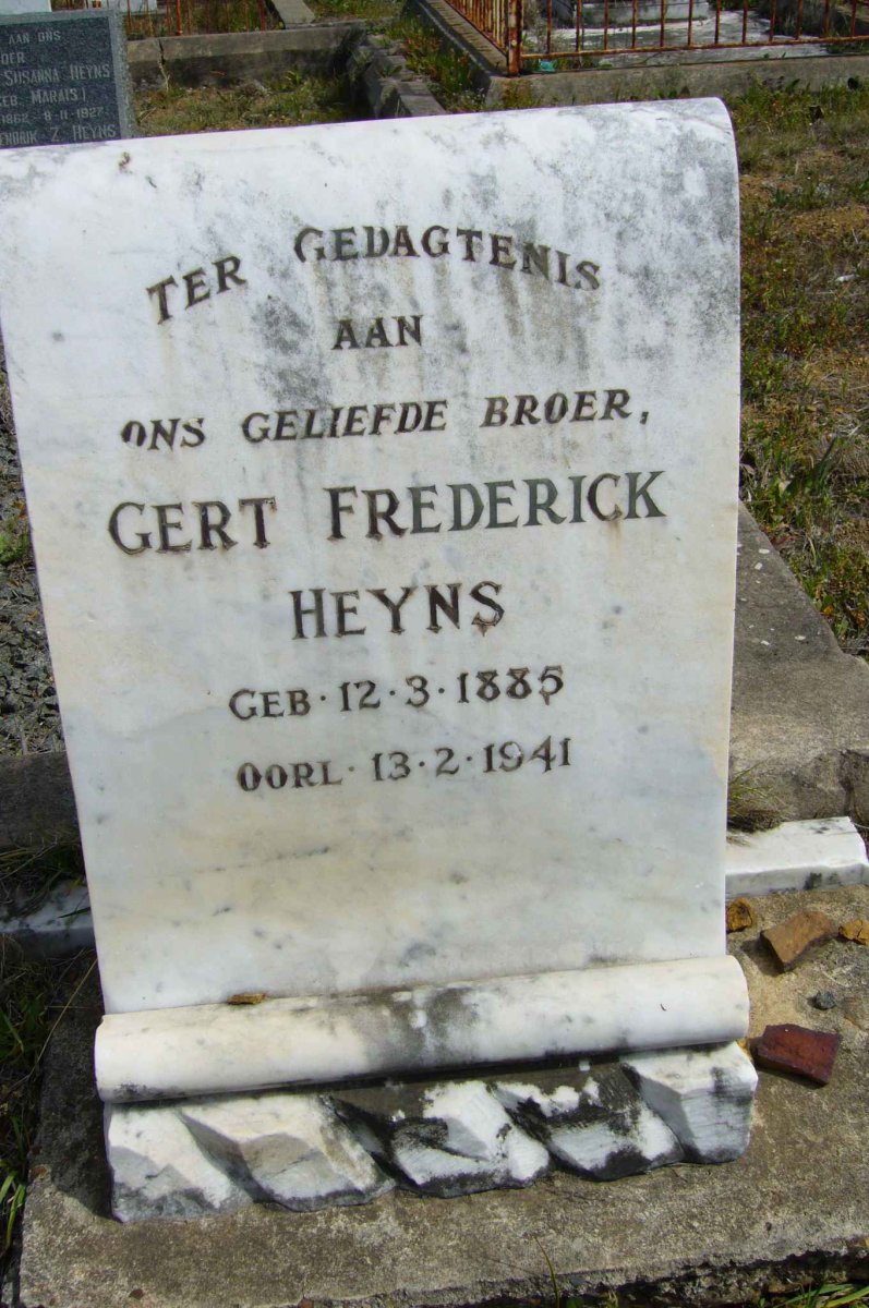 HEYNS Gert Frederick 1885-1941