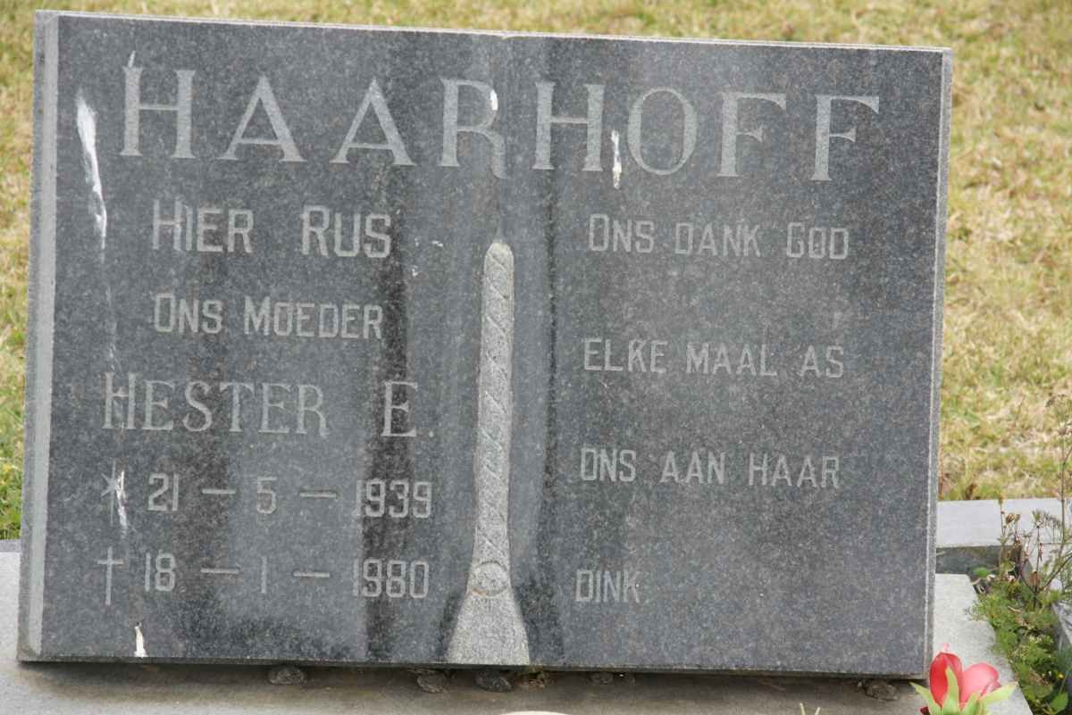 HAARHOFF Hester E. 1939-1980