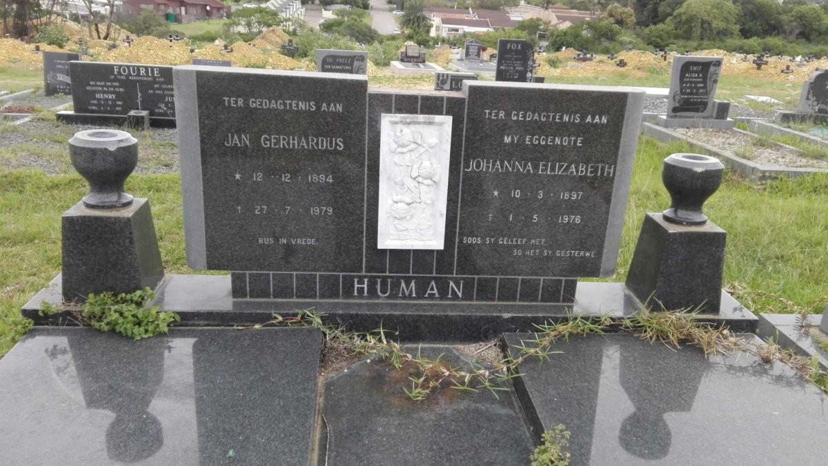 HUMAN Jan Gerhardus 1894-1979 &amp; Johanna Elizabeth 1897-1976