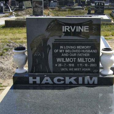 IRVINE Wilmot Milton (Hackim) 1918-2003