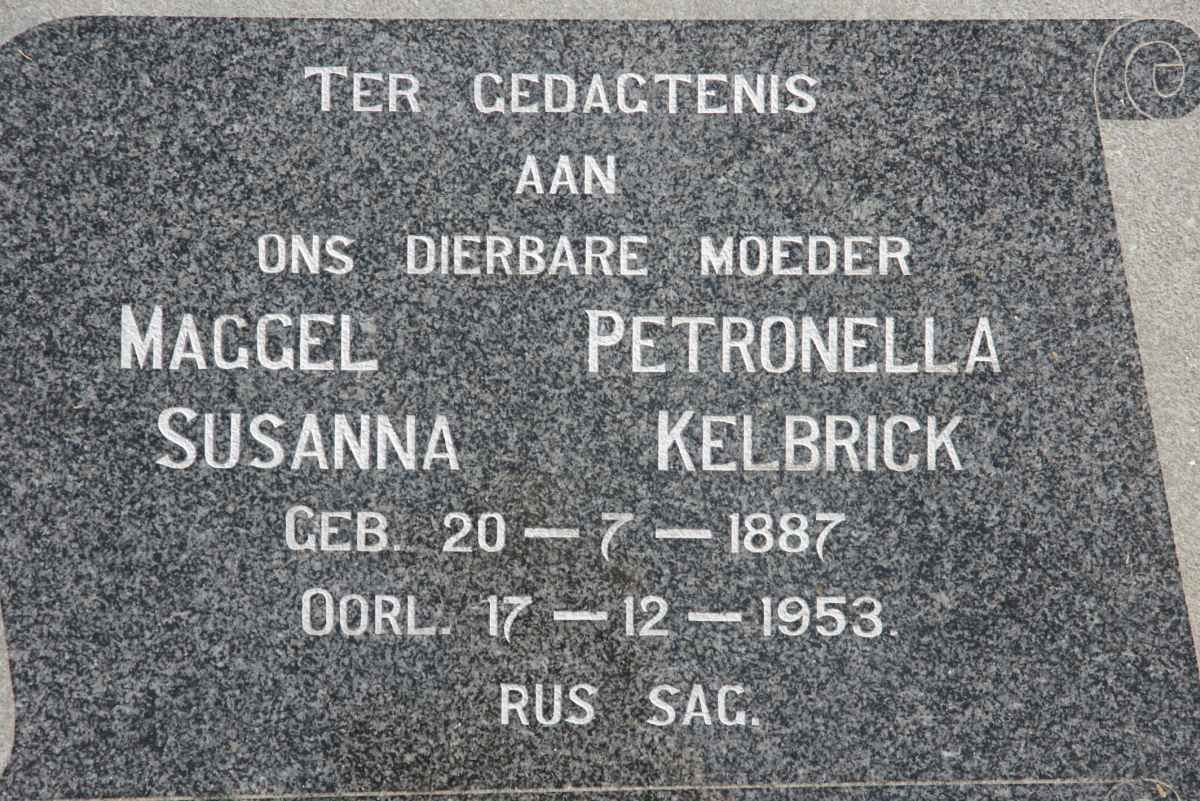 KELBRICK Maggel Petronella Susanna 1887-1953