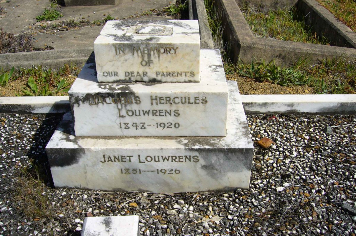 LOUWRENS Jacobus Hercules 1843-1920 &amp; Janet 1851-1926