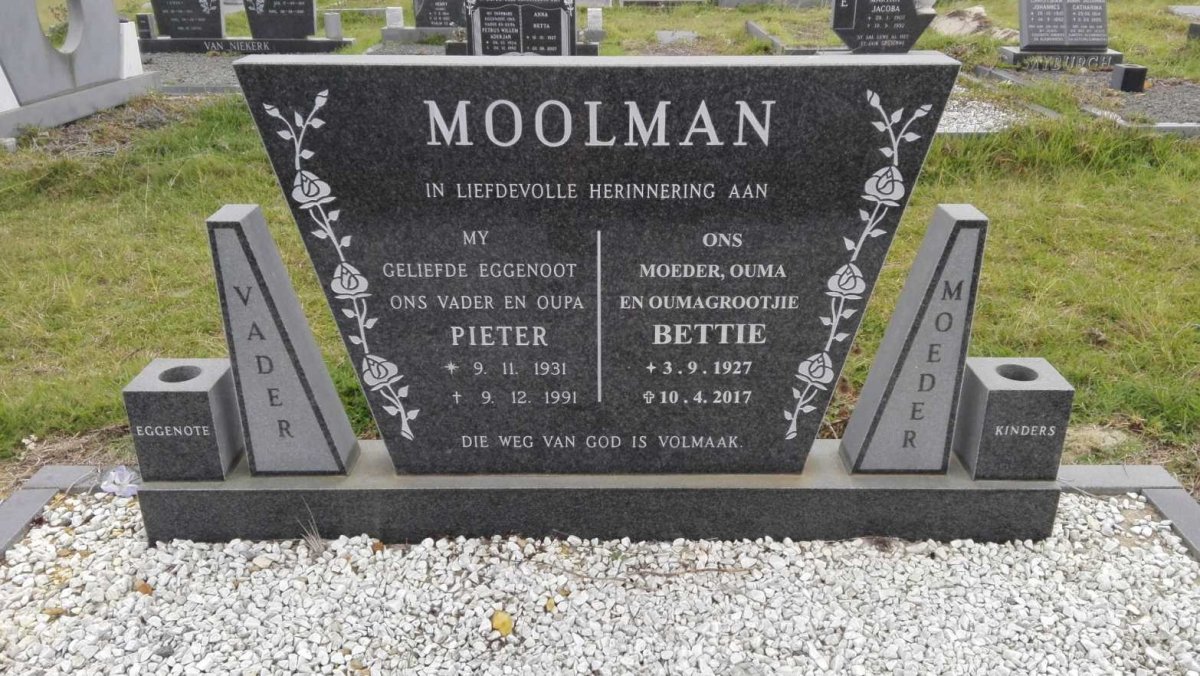 MOOLMAN Pieter 1931-1991 &amp; Bettie 1927-2017