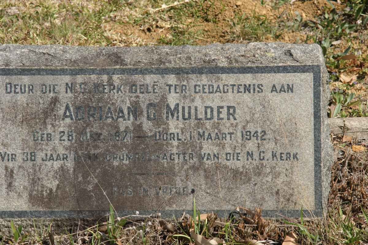 MULDER Adriaan G. 1871-1942