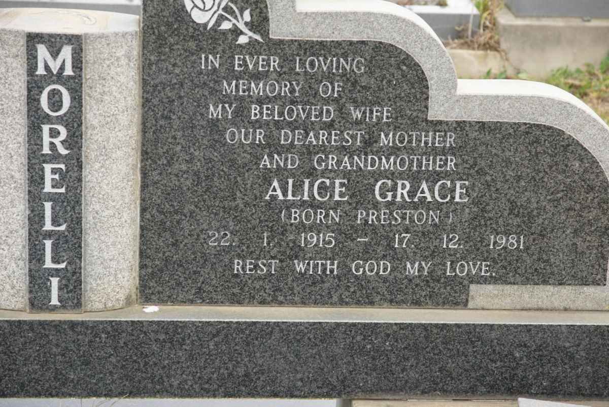 MORELLI Alice Grace nee PRESTON 1915-1981