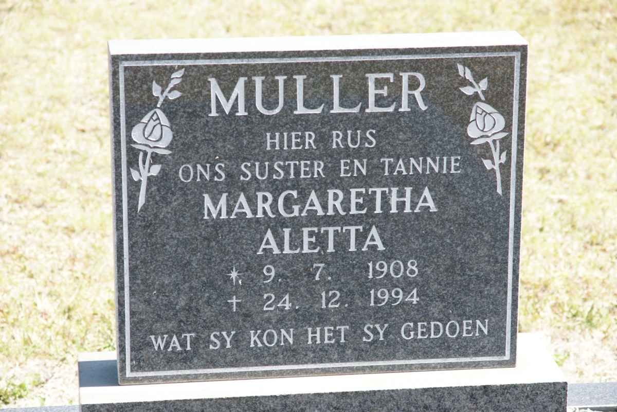 MULLER Margaretha Aletta 1908-1994