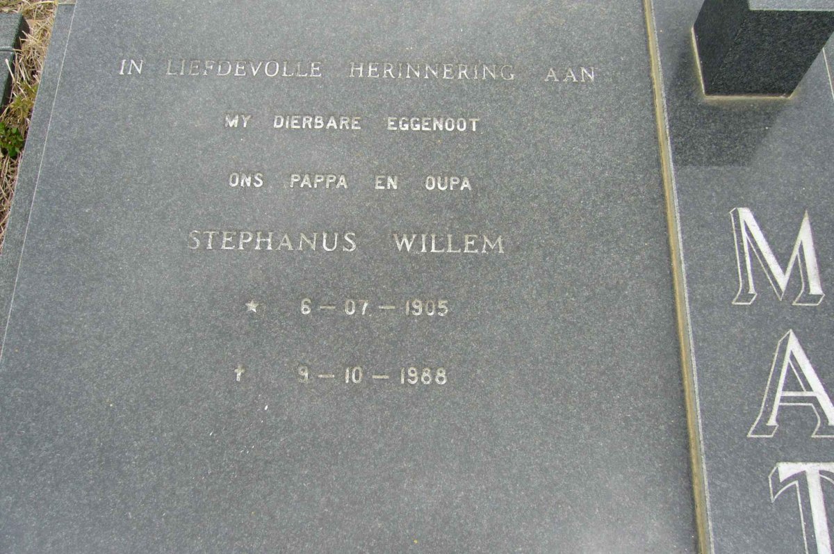 MATTHEE Stephanus Willem 1905-1988