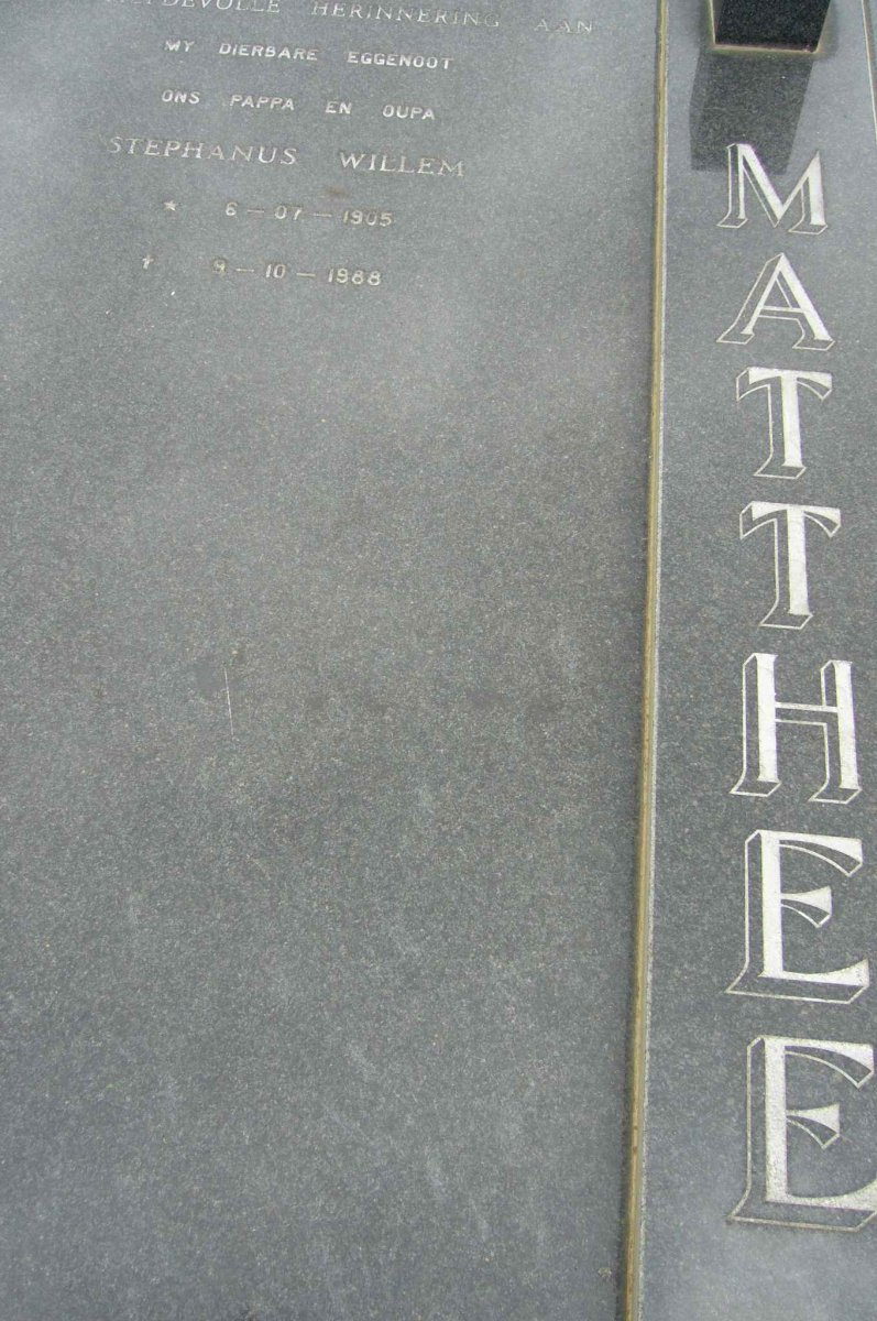 MATTHEE Stephanus Willem 1905-1988