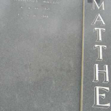 MATTHEE Stephanus Willem 1905-1988