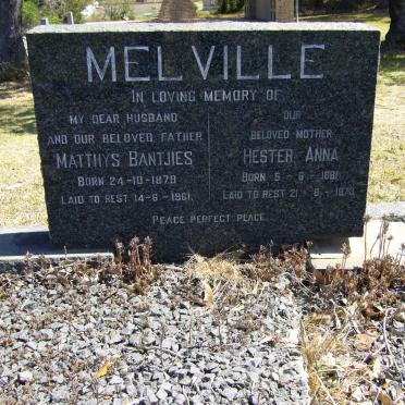 MELVILLE Matthys Bantjies 1879-1961 &amp; Hester Anna 1881-1973