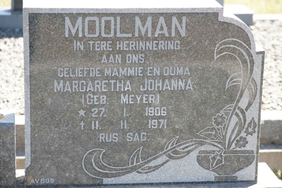 MOOLMAN Margaretha Johanna nee MEYER 1906-1971