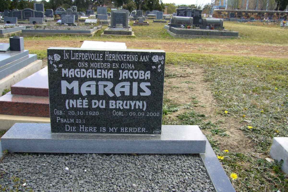 MARAIS Magdalena Jacoba nee DE BRUYN 1920-2002