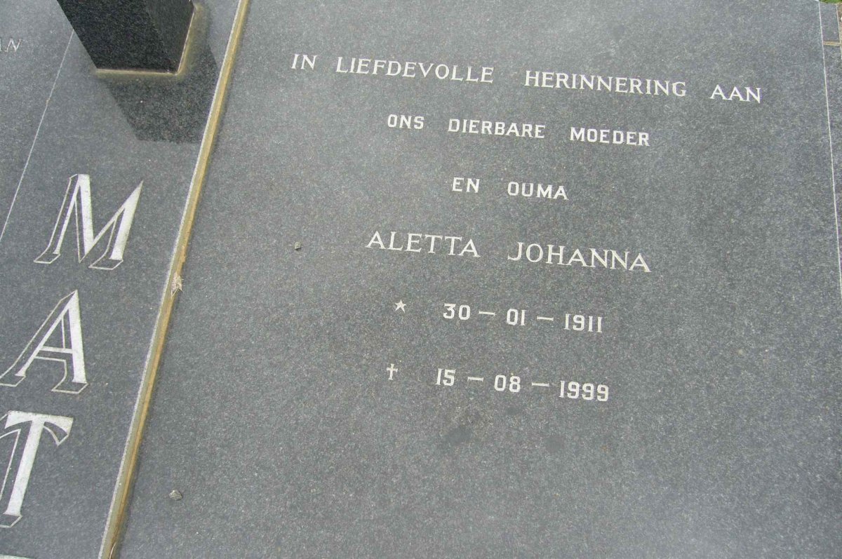 MATTHEE Aletta Johanna 1911-1999
