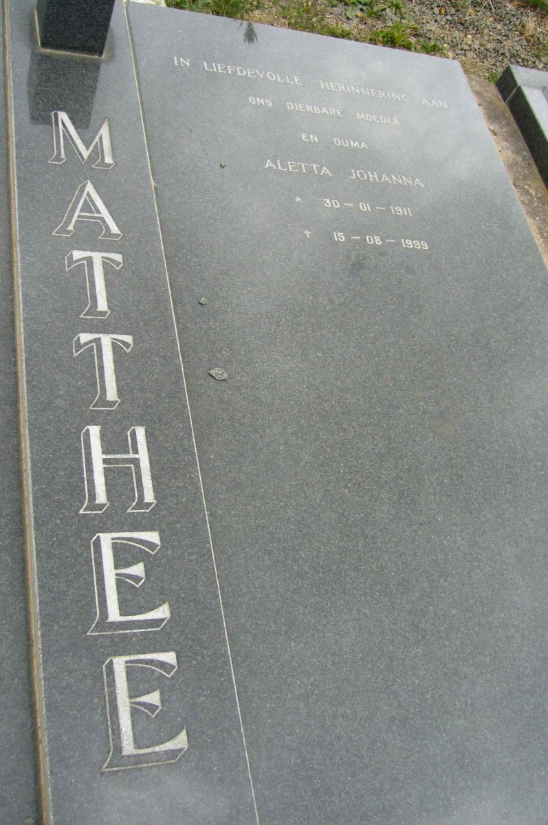 MATTHEE Aletta Johanna 1911-1999