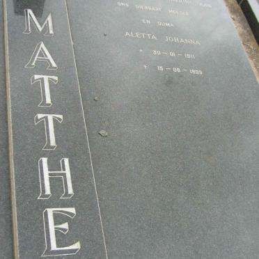 MATTHEE Aletta Johanna 1911-1999