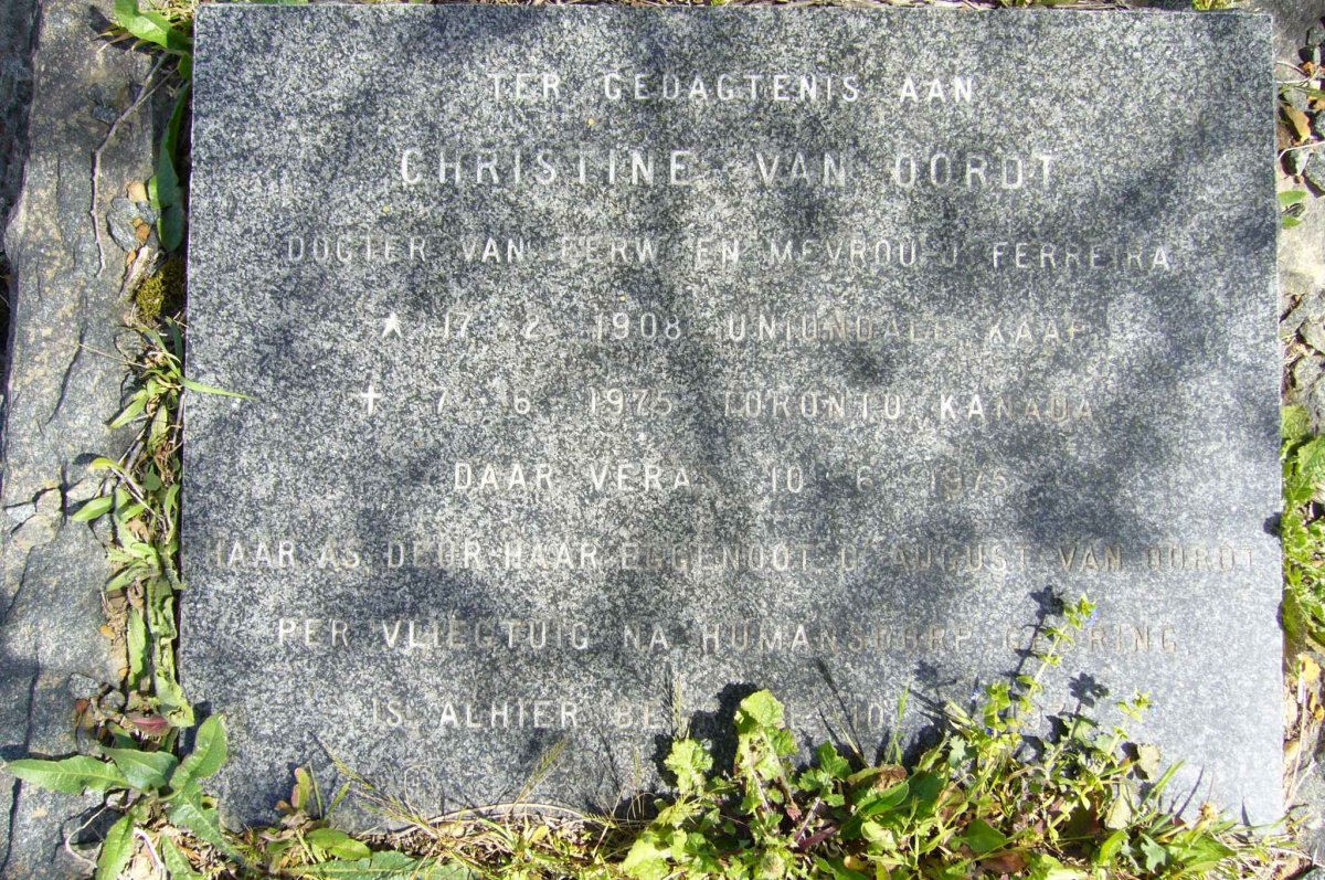 OORDT Christine, van nee FERREIRA 1908-1975