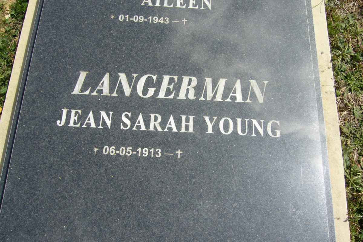 LANGERMAN Jean Sarah Young 1913- :: LANGERMAN Aileen 1943-