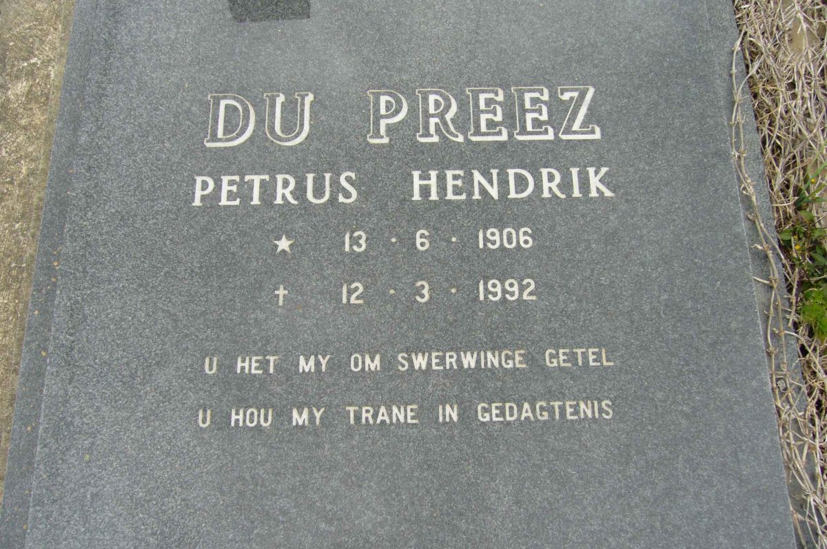 PREEZ Petrus Hendrik, du 1906-1992