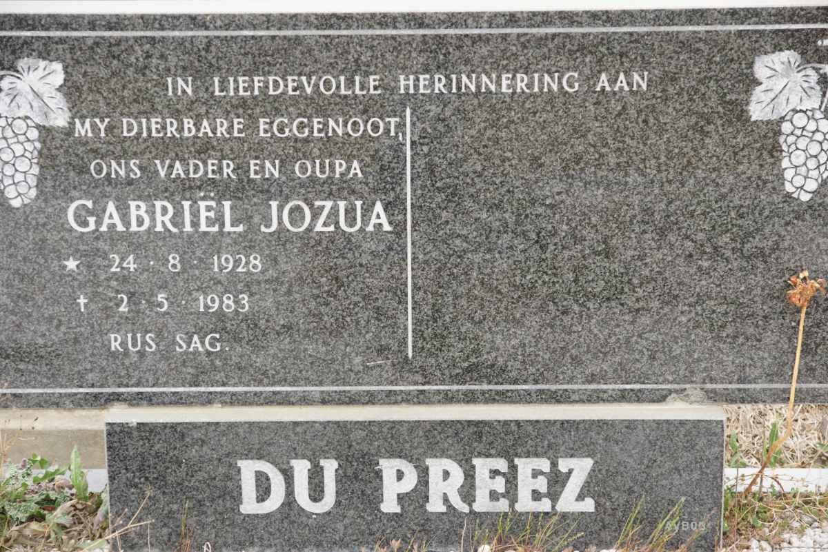 PREEZ Gabriël Jozua, du 1918-1983
