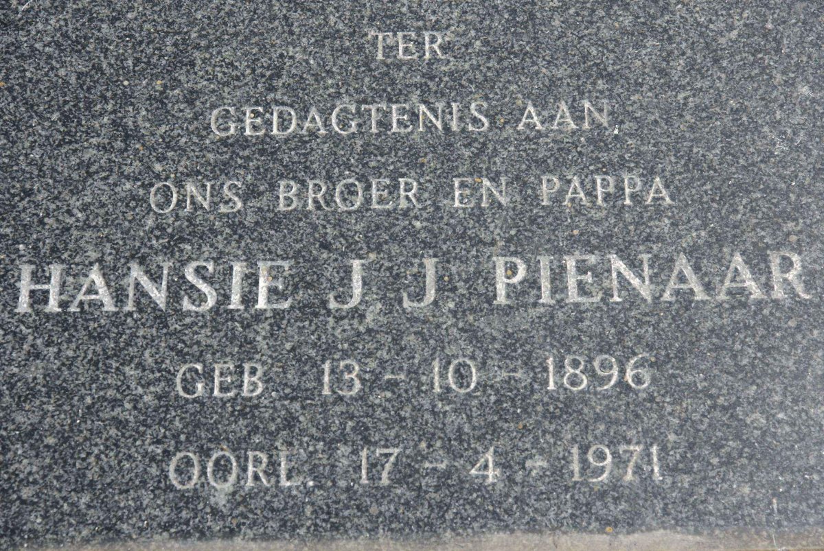 PIENAAR J.J. 1896-1971