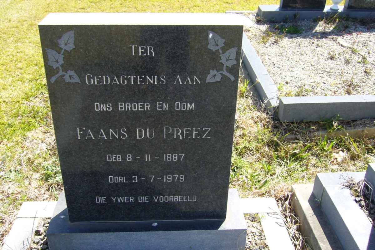 PREEZ Faans, du 1887-1979