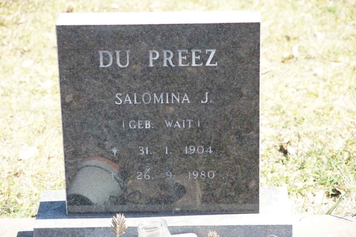 PREEZ Salomina J., du nee WAIT 1904-1980