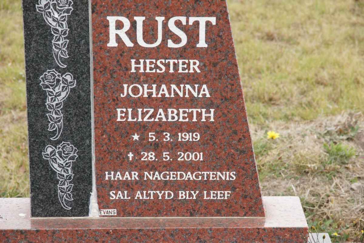 RUST Hester Johanna Elizabeth 1919-2001
