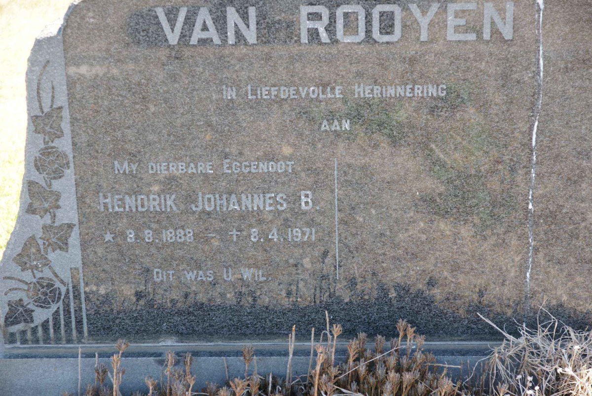 ROOYEN Hendrik Johannes B., van 1888-1971