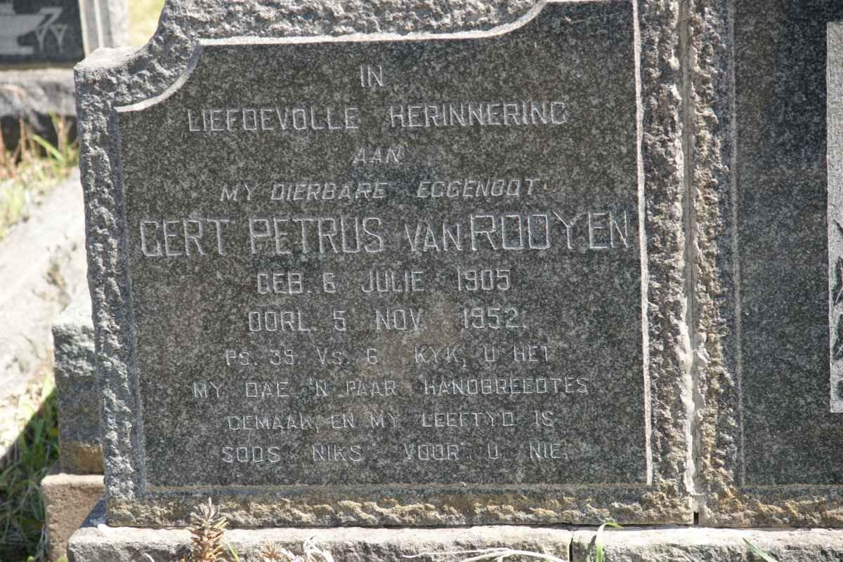 ROOYEN Gert Petrus, van 1905-1952