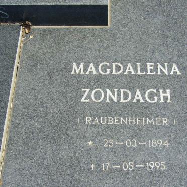 RAS Magdalena Zondagh nee RAUBENHEIMER 1894-1995