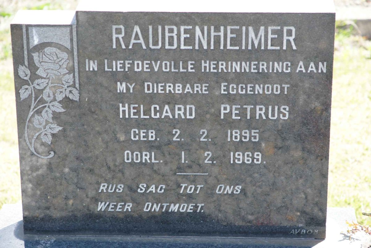 RAUBENHEIMER Helgard Petrus 1895-1969