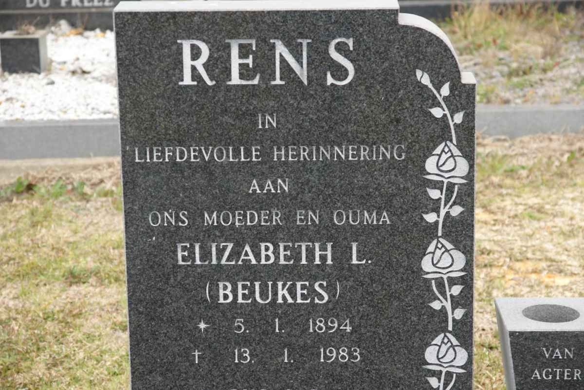RENS Elizabeth L. nee BEUKES 1894-1983