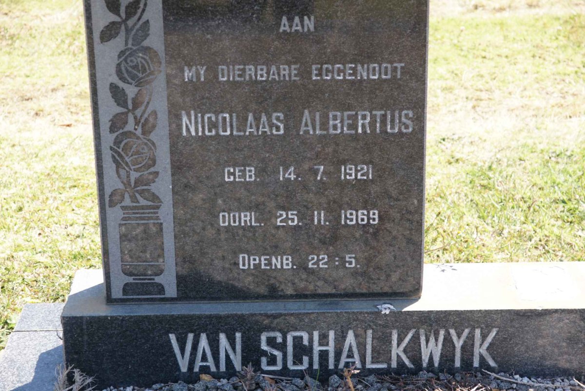 SCHALKWYK Nicolaas Albertus, van 1921-1969