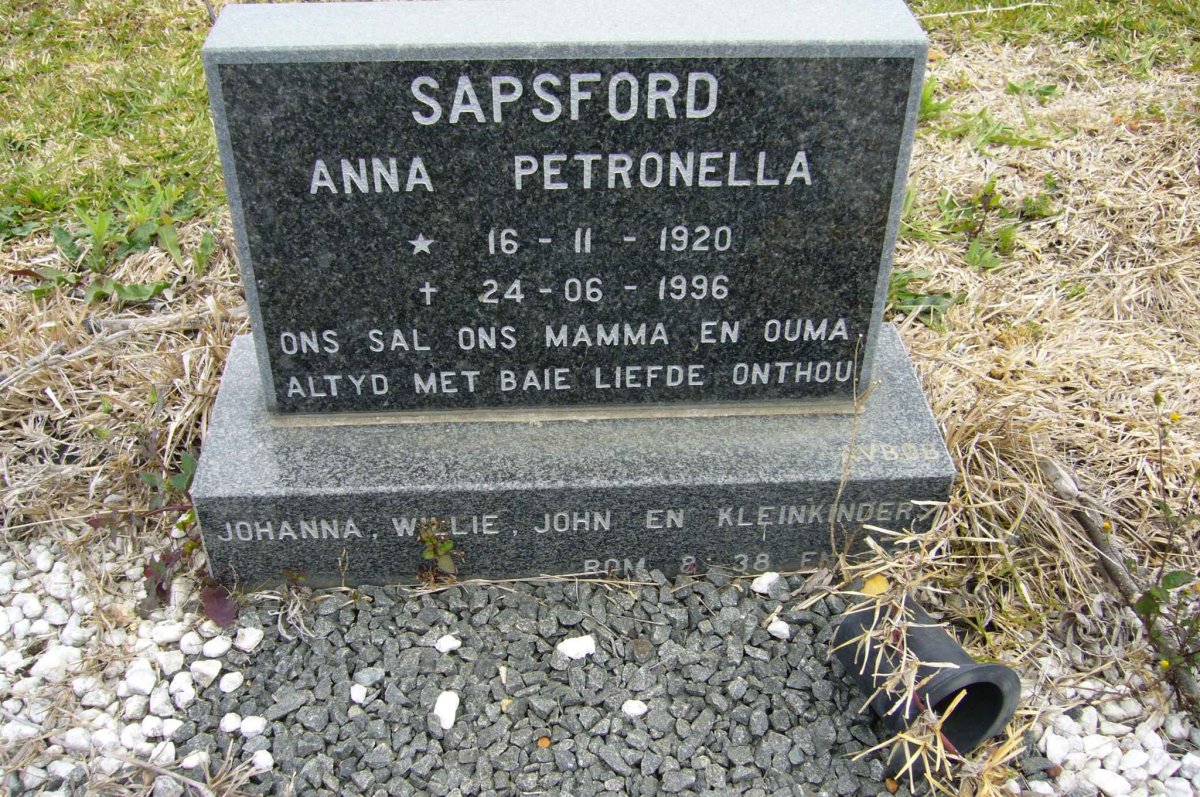 STAPSFORD Anna Petronella 1920-1996