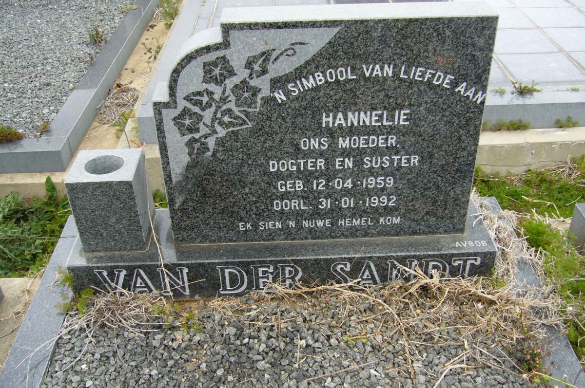 SANDT Hannelie, van der 1959-1992