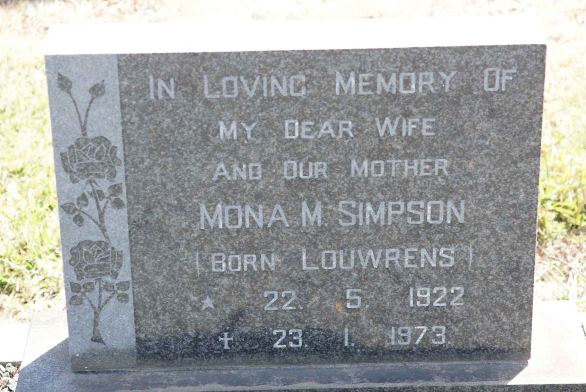 SIMPSON Mona M. nee LOUWRENS 1922-1973