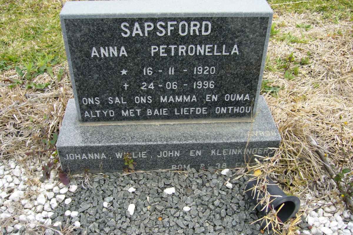 SAPSFORD Anna 1920-1996