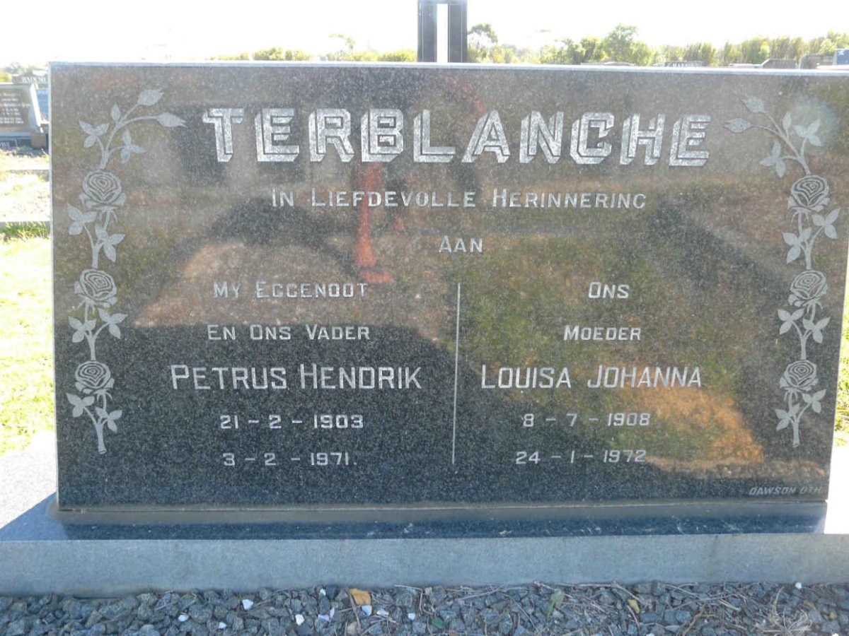TERBLANCHE Petrus Hendrik 1903-1971 &amp; Louisa Johanna 1908-1972