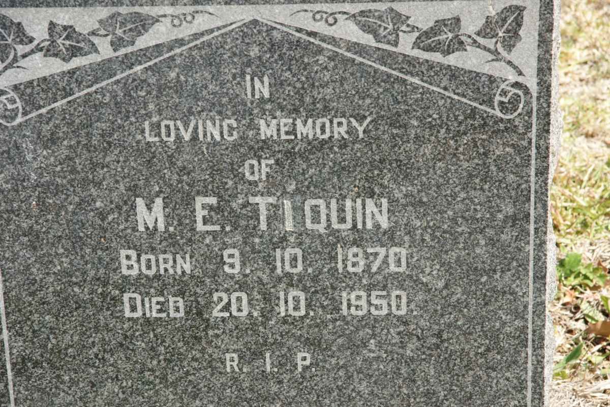 TIQUIN M.E. 1870-1950