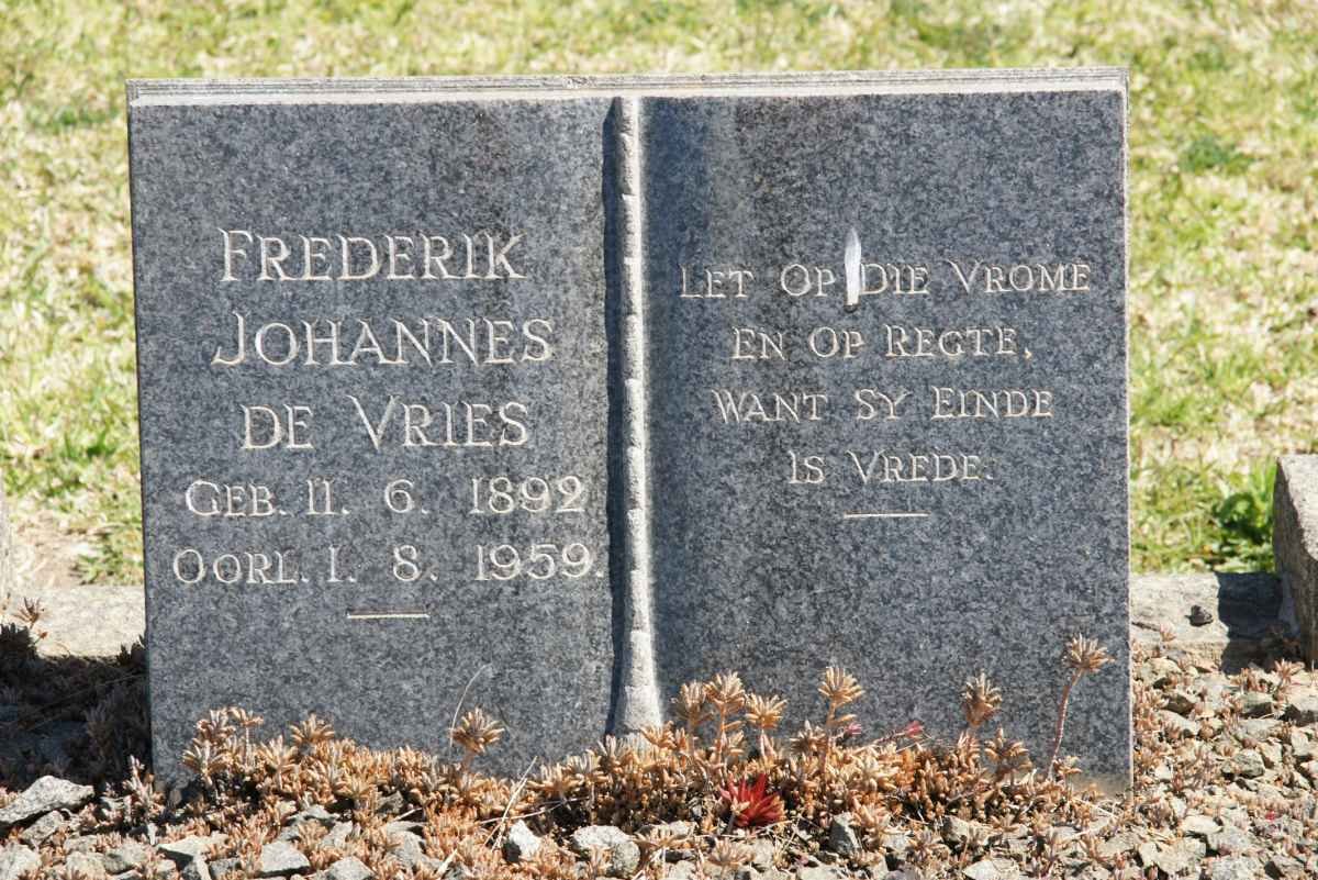 VRIES Frederik Johannes, de 1892-1959