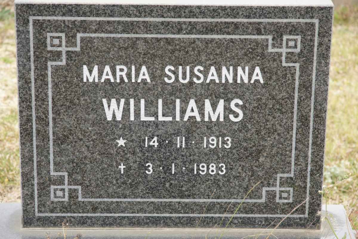 WILLIAMS Maria Susanna 1913-1983