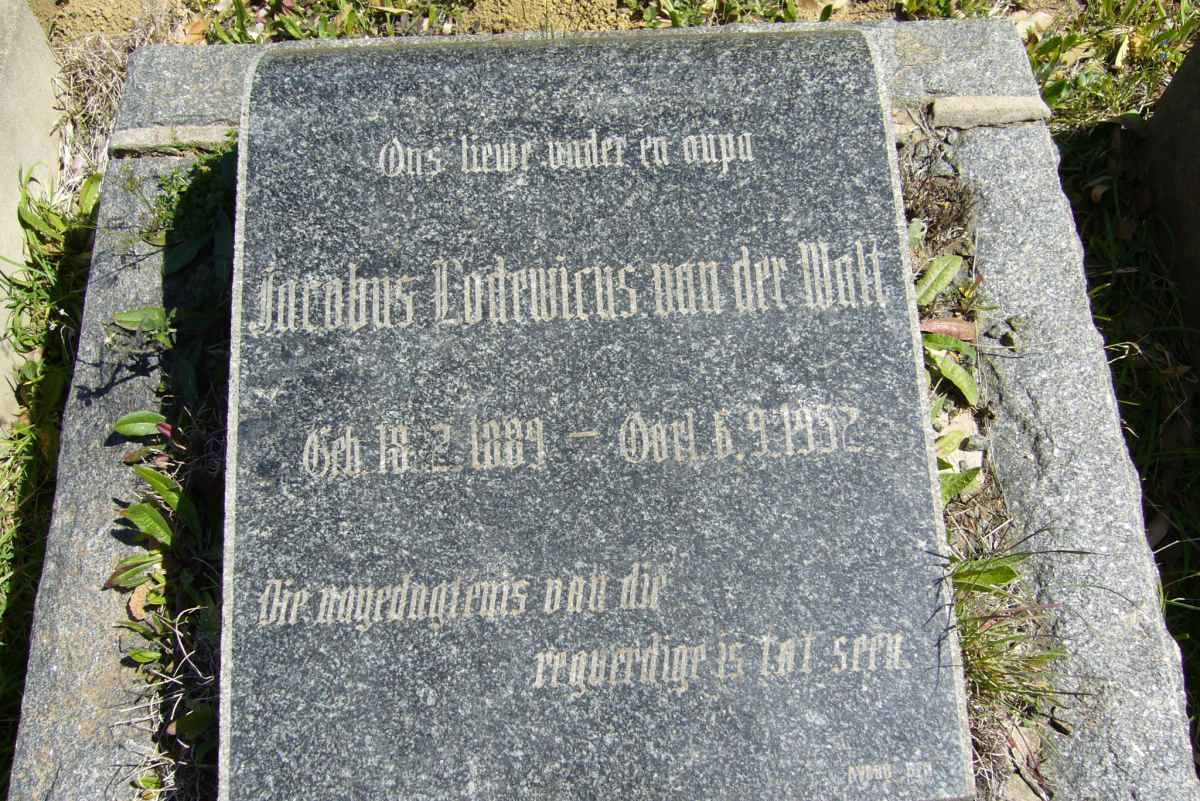 WALT Jacobus Lodewicus, van der 1889-1952