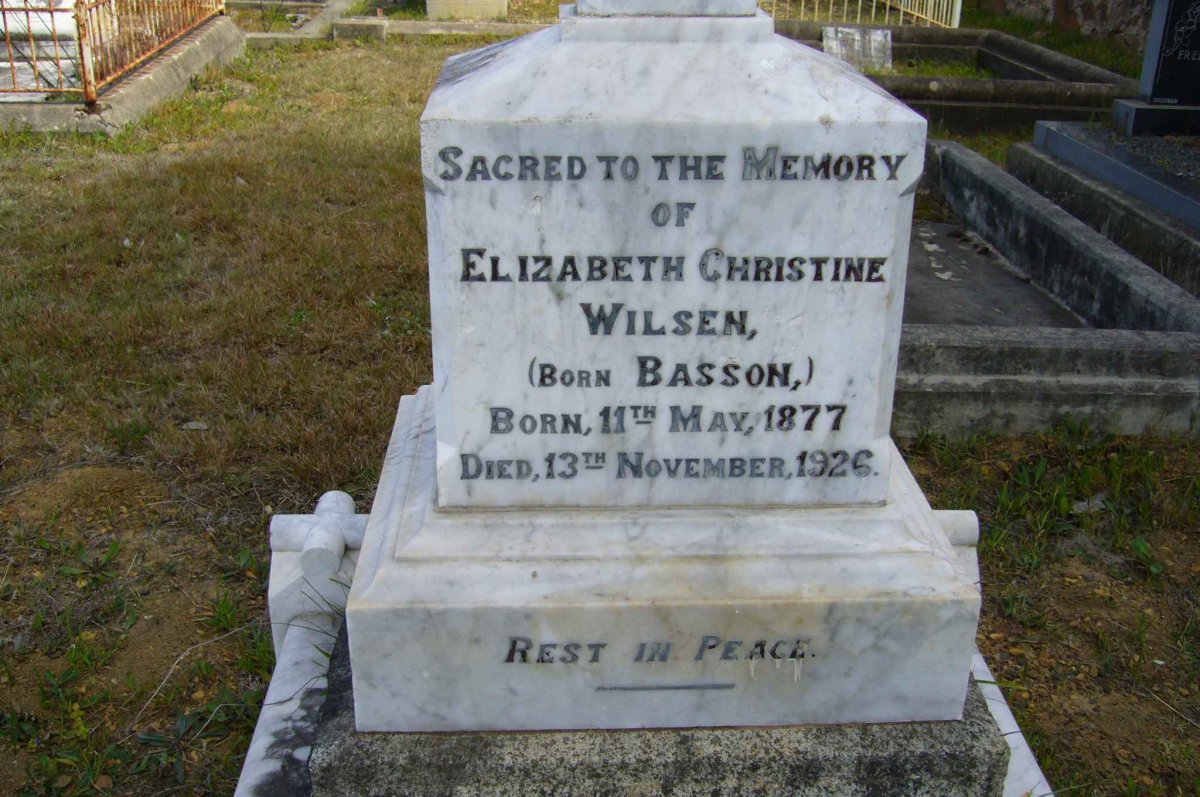 WILSEN Elizabeth Christine nee BASSON 1877-1926