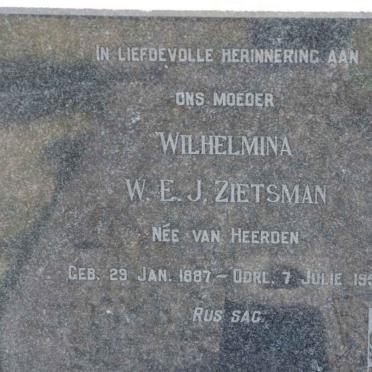 ZIETSMAN W.E.J. nee VAN HEERDEN 1887-1956