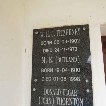FITZHENRY W.H.J. 1902-1973 & M.E. BUTLAND 1910-1998