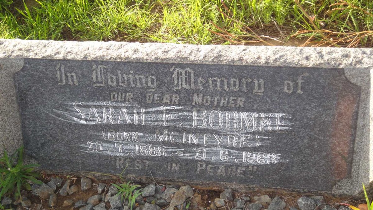 BOHMKE Sarah E. nee McINTYRE 1888-1963