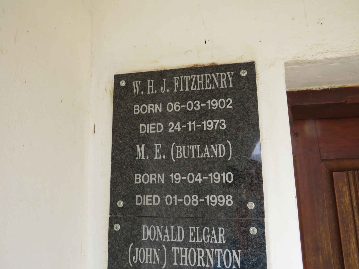FITZHENRY W.H.J. 1902-1973 & M.E. BUTLAND 1910-1998