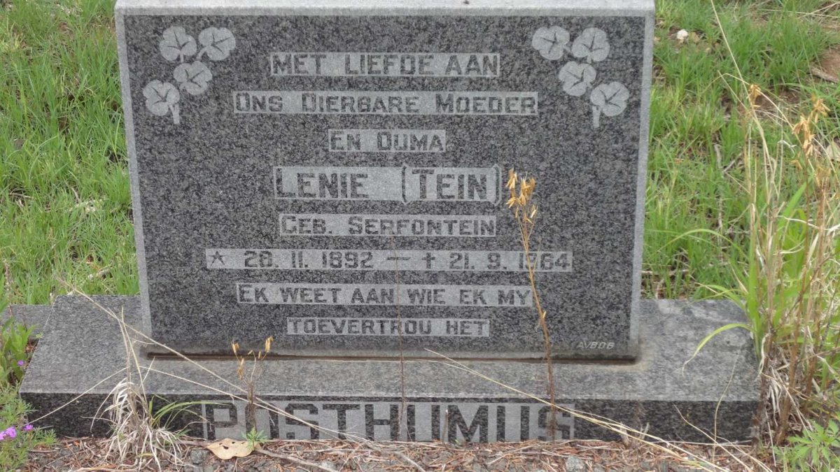 POSTHUMUS Lenie nee SERFONTEIN 1892-1964