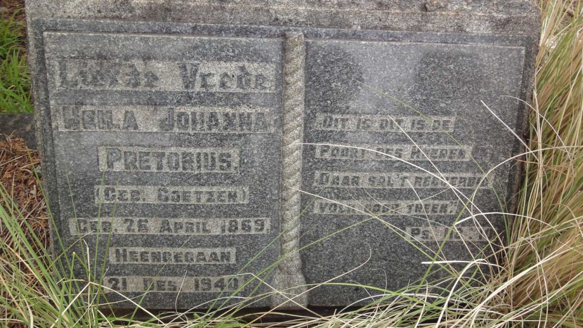 PRETORIUS Heila Johanna nee COETZER 1869-1940